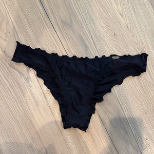 Luli Fama Cosita Buena Wavey Brazilian Ruched Black Bikini Bottom Size Large